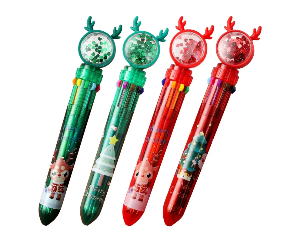 4 Pieces Multicolor Ballpoint Pen Christmas Pen Retractable Multicolor Ballpoint Pen for Kid Class Reward Christmas Gift-shape-Transparent model 4