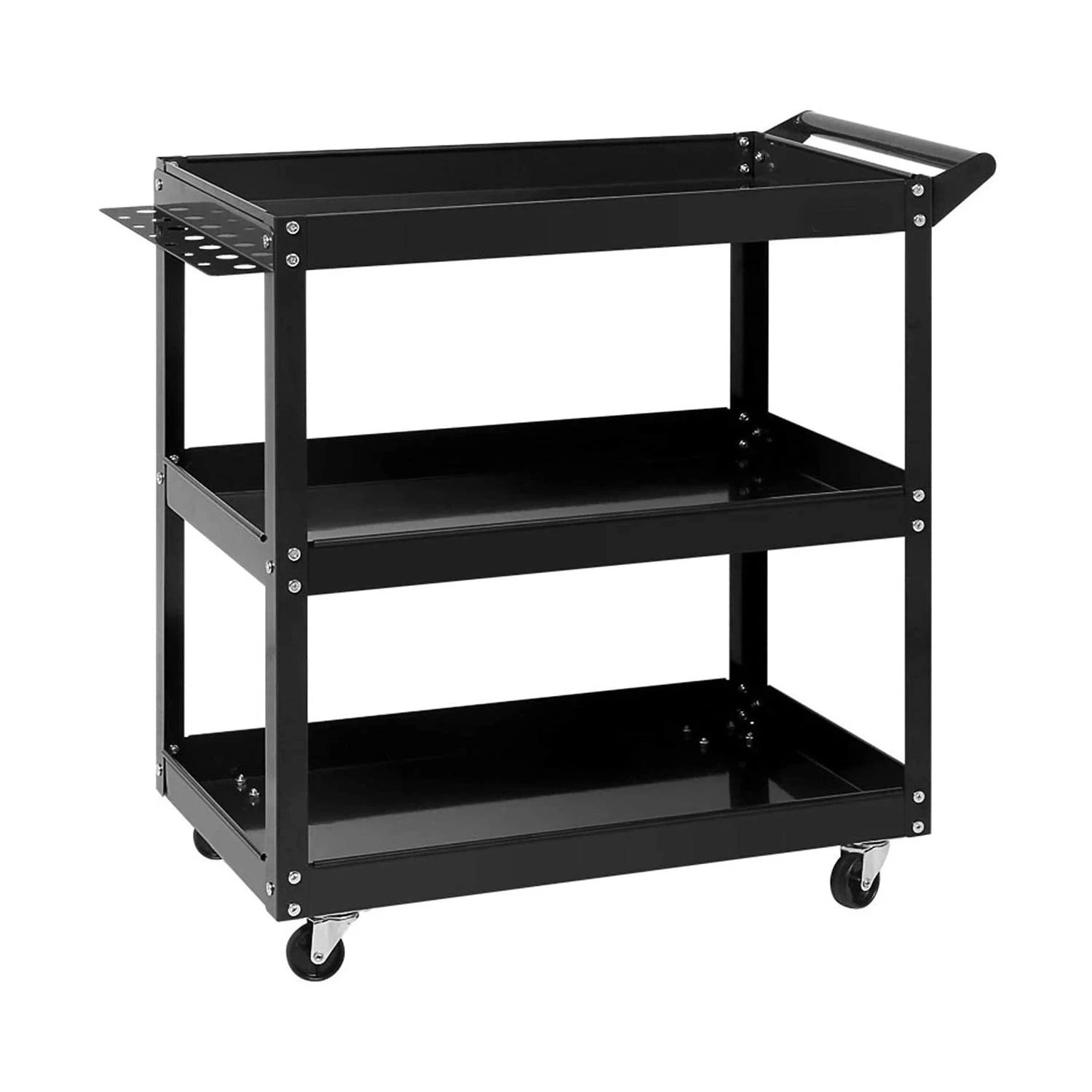 Black  Heavy Duty Steel Construction Handy Tool Cart with Wheels