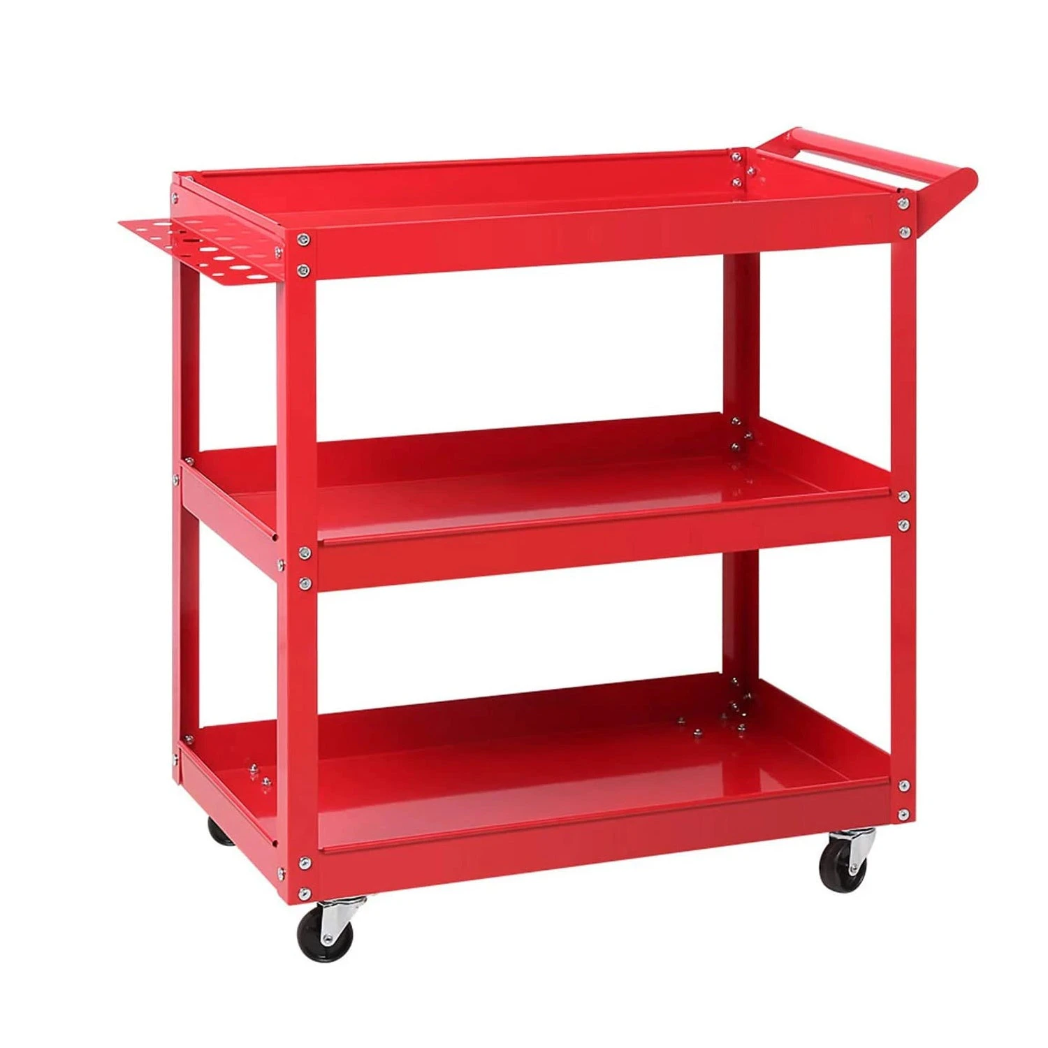 Red  Heavy Duty Steel Construction Handy Tool Cart with Wheels