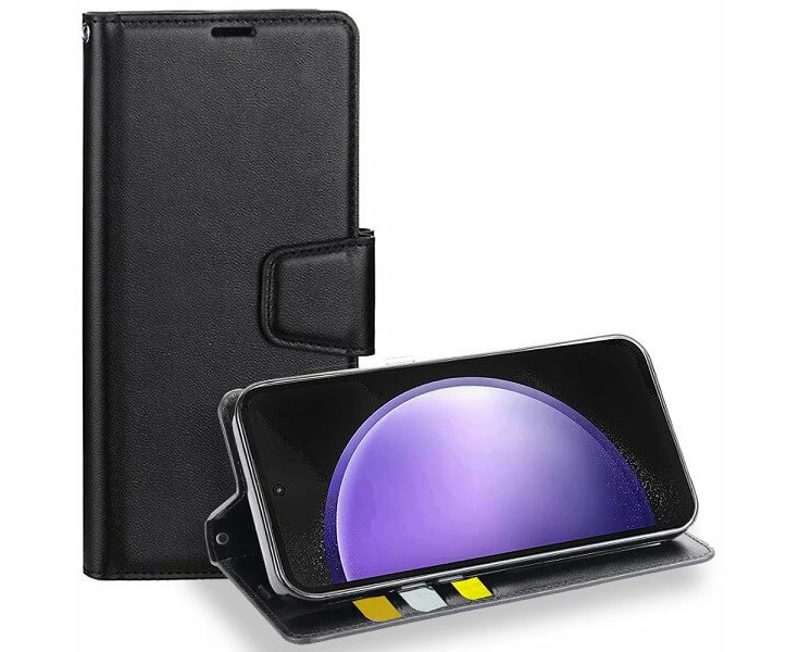 For Samsung Galaxy S23FE Case, Hanman Wallet Leather Flip Magnetic Stand Case Cover (Black)