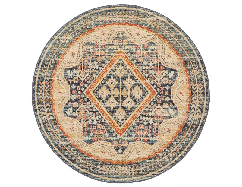 Cheapest Rugs Online Round Legacy Rug In Navy & Copper