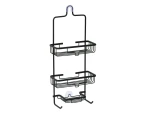 Home Hanging Aluminum Shower Caddy Bathroom Shelf Storage Organiser - Black