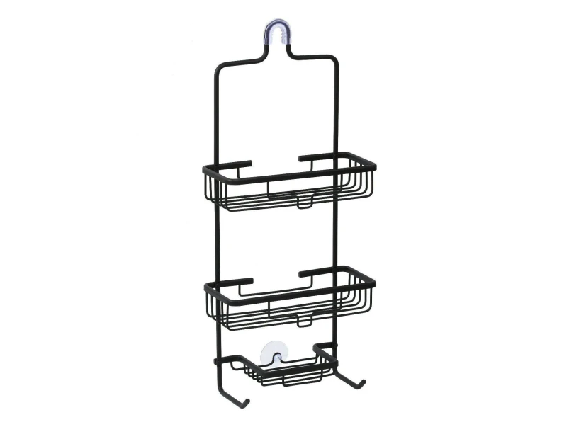 Home Hanging Aluminum Shower Caddy Bathroom Shelf Storage Organiser - Black