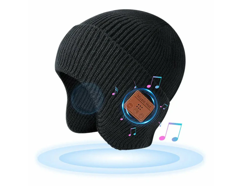 Vibe Geeks Binaural Washable Wireless Musical Hat - USB Rechargeable - Black