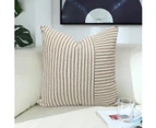 Striped Splicing Farmhouse Hold Pillowcase 18 x 18 inches Pack of 2 strips Linen Trim Pillowcase Sofa Chair Bedroom Modern Decor - Grey