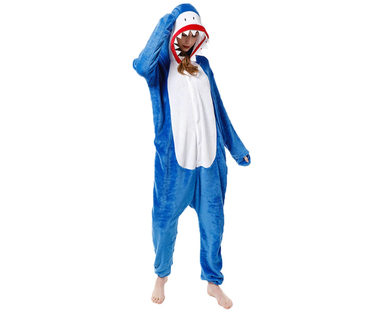 Costume Bay Adult Unisex Shark Onesie Kigirumi Animal Pajamas Halloween Costume Jumpsuit Sleepwear