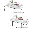 UNHO Sintered Stone Dining Table 1.3M-1.6M Extendable Kitchen Dining Table with Stee Legs - Glossy Jade-White