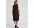 MILLERS - Womens Dress -  Sleeveless Bead Neck Floral Overlay Midi Dress - Black