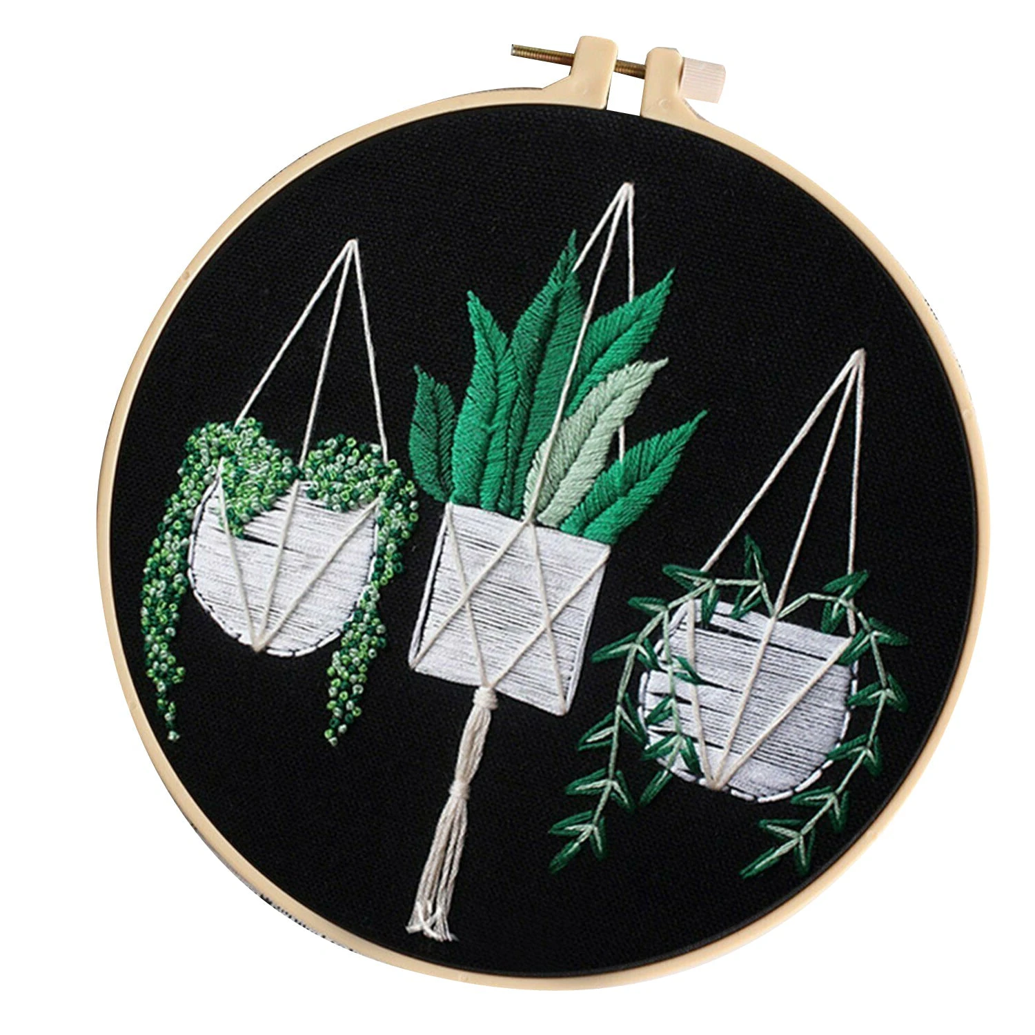 DIY Plant Embroidery Kits Beginner Sewing Needlepoint Hoop Cross Craft Stitch