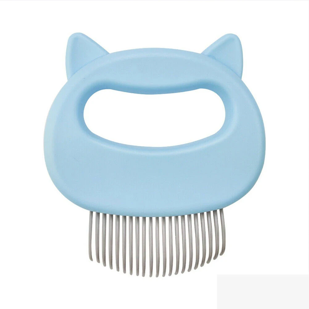 Relaxing Cat Comb Massager Pet Grooming Brush Dog Hair Removal Open Knot - Blue 2PCS