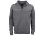 New Men's Unisex Adult Half-Zip Fleece Jumper Pullover Stand Collar Jacket Shirt - Dark Grey