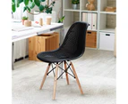 2 PCS Dining Chairs Modern Mesh Seat DSW Chairs w/ Beech Wood Legs Cafe Black