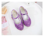 Autumn High Heels For Girls Princess Shoes Children Spring Leather Footwear Kids Party Wedding Round Toe 1-3CM Solid Color Purple