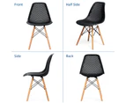 2 PCS Dining Chairs Modern Mesh Seat DSW Chairs w/ Beech Wood Legs Cafe Black