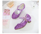 Autumn High Heels For Girls Princess Shoes Children Spring Leather Footwear Kids Party Wedding Round Toe 1-3CM Solid Color Purple