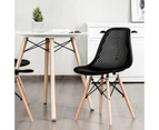 2 PCS Dining Chairs Modern Mesh Seat DSW Chairs w/ Beech Wood Legs Cafe Black