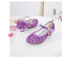 Autumn High Heels For Girls Princess Shoes Children Spring Leather Footwear Kids Party Wedding Round Toe 1-3CM Solid Color Purple