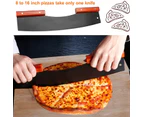 Black Pizza Cutter Rocker with Knife Sharpener & Protective Cover 16" Large Pizza Rocker