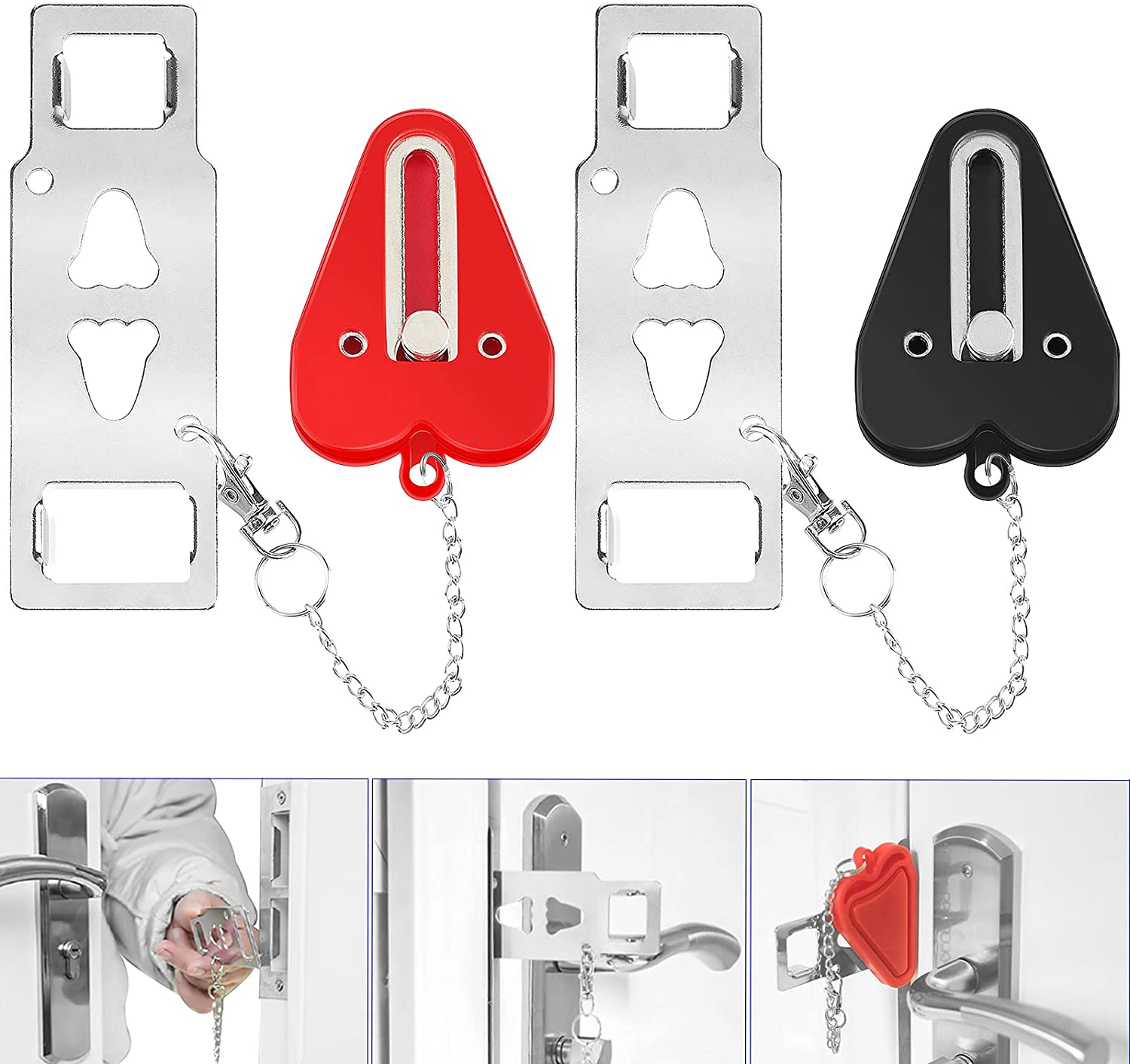 Portable Door Lock Home Security 2 Pack