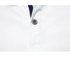 Mens Cotton Polo Shirts Casual Henley Shirts Regular Fitted Printed Tee Tops Work Shirts for Men-White