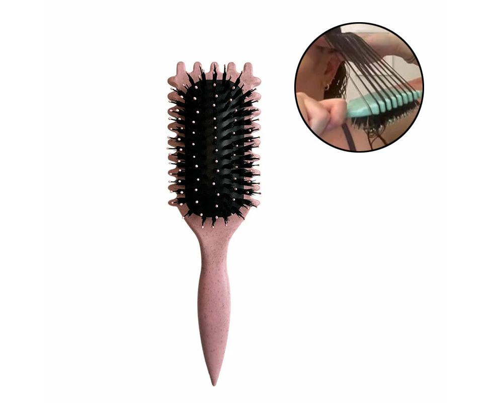 Beakey Bounce Curl Defining Brush With Ridges Styling Brush for Detangling Shaping-Pink