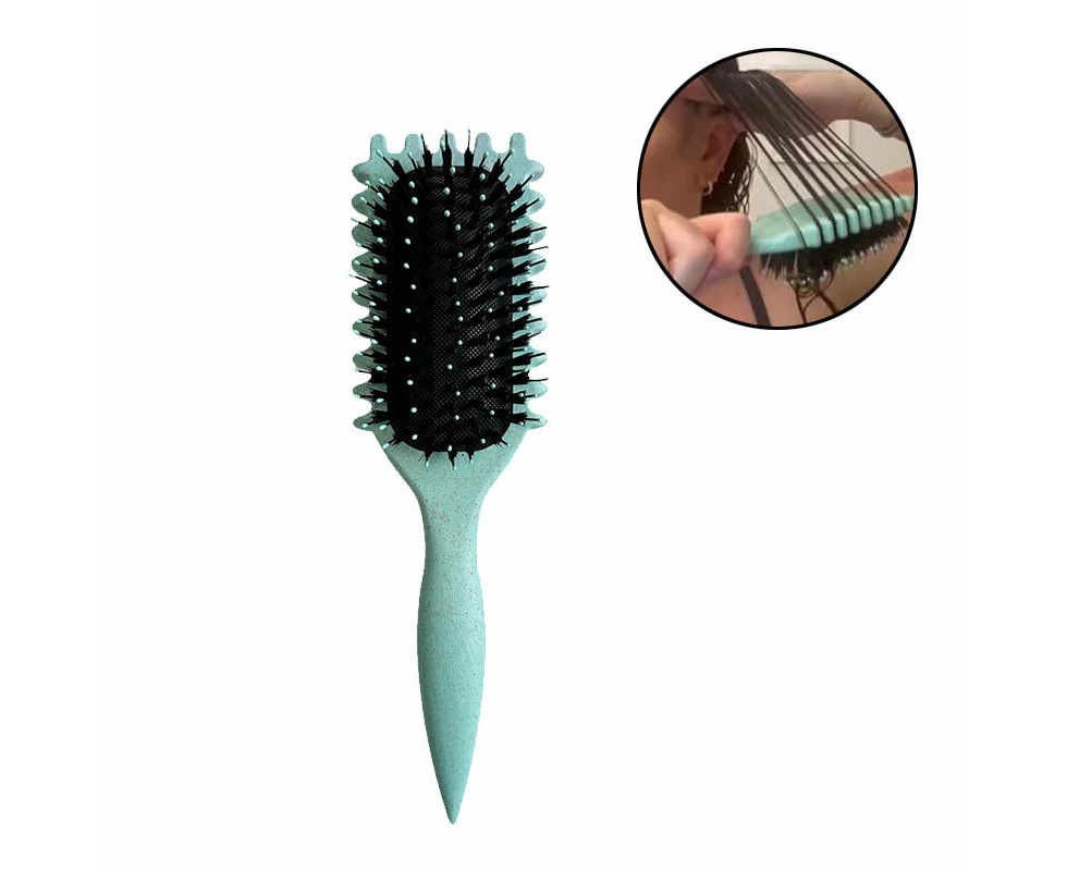 Beakey Bounce Curl Defining Brush With Ridges Styling Brush for Detangling Shaping-Green