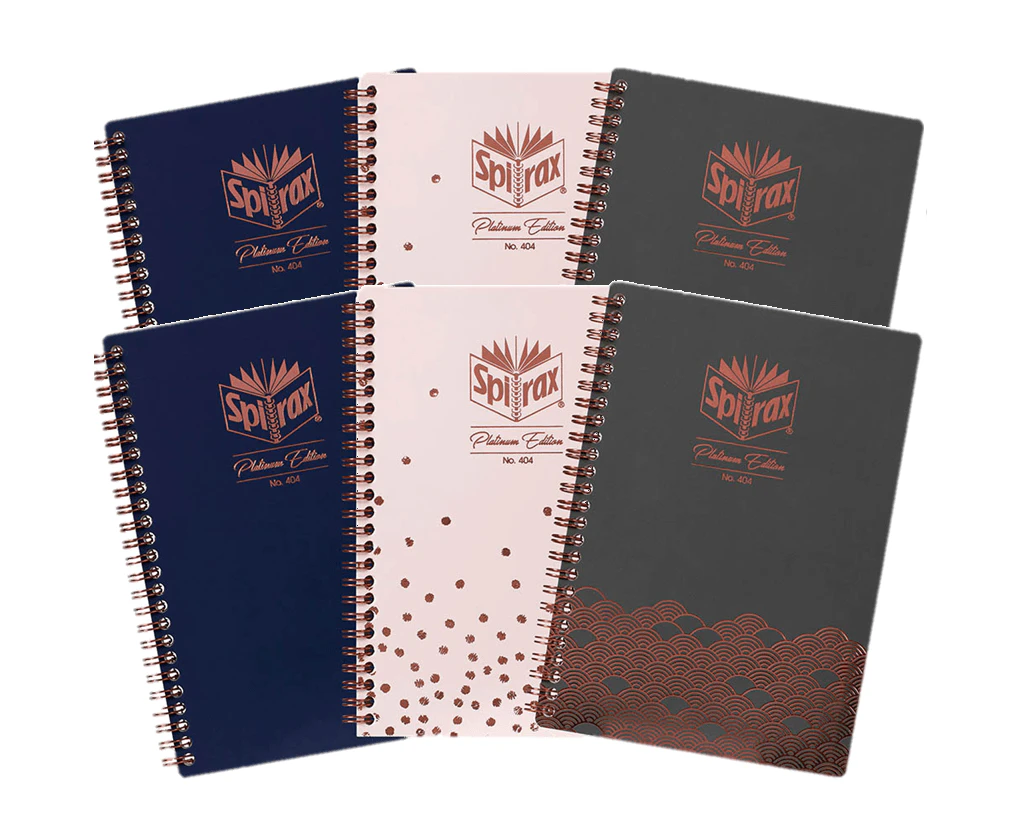 6x Spirax 404 Platinum Edition Notebook 120 Page A5 Assorted Colours