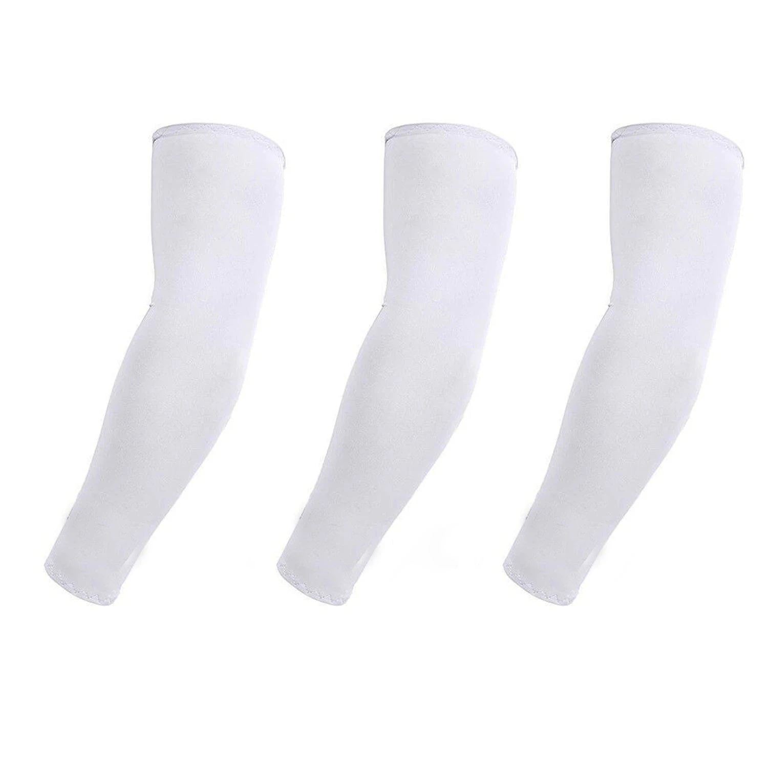 3 Pairs Cooling Sport Arm Stretch Sleeves Sun UV Protection Covers Cycling Golf - White