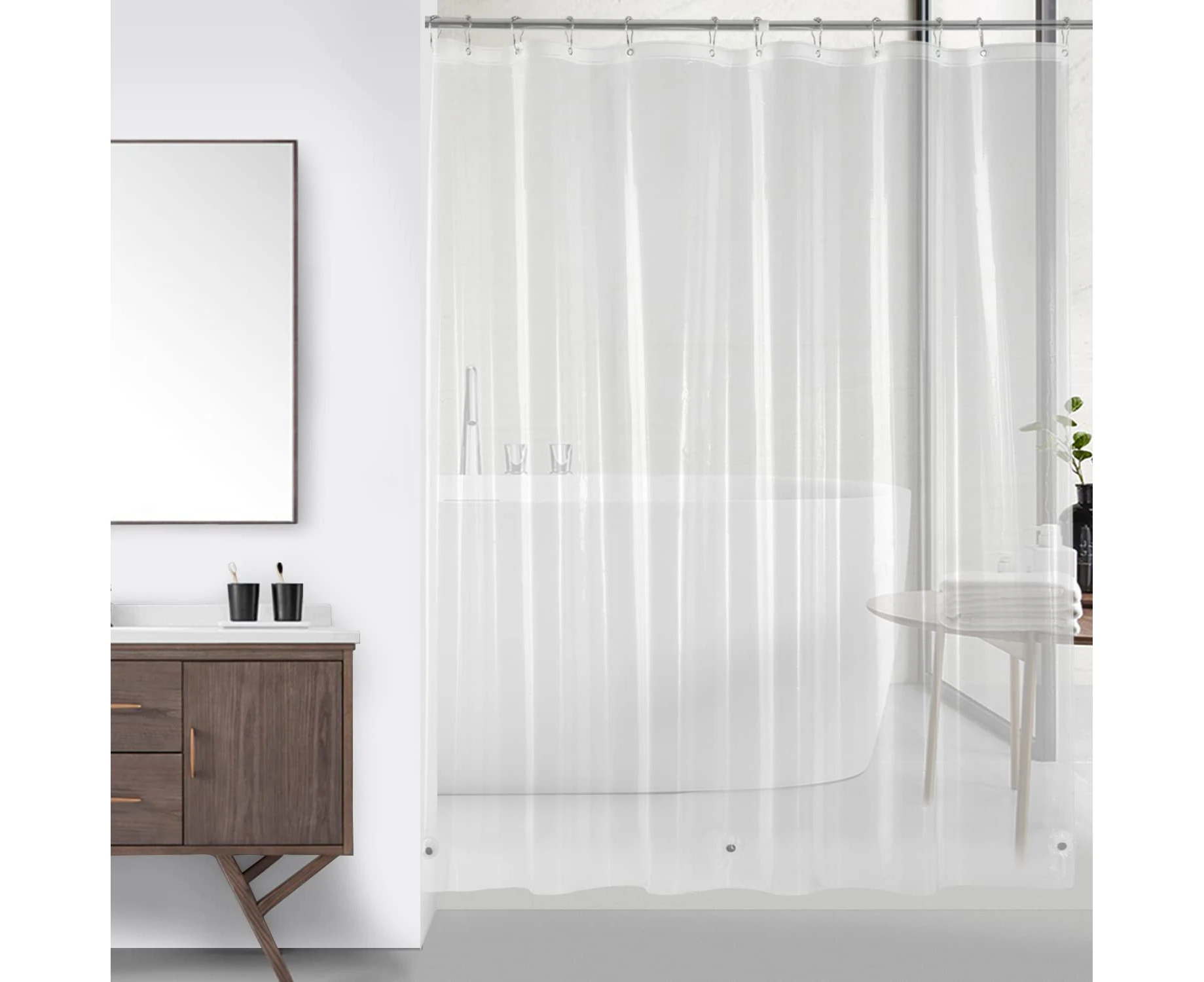 Clear Shower Curtain Liner 72x72 - PEVA 4 Gauge Light Weight,with Grommets Holes ，3 Magnetic Weights