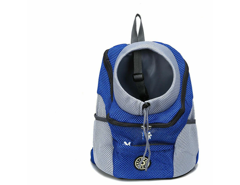 Puppy Travel Mesh Pet Dog Carrier Backpack Front Travel Portable Shoulder Bag Blue