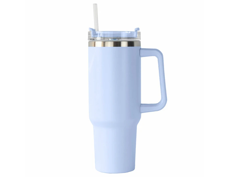 1pcs Portable Insulation Cup Stainless Steel Straw Cup Straw Popsicle Cup Car Portable Insulation Cup - Baby blue