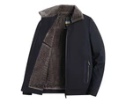 Men's Casual Loose Plush Jacket Fleece Coat Heavyweight Fleece Warm Jackets-black