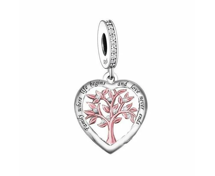 S925 Silver & Rose Gold FAMILY TREE Life Begins Charm Pendant by YOUnique Designs - Pandora Compatible