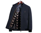 Men's Casual Loose Plush Jacket Stand Collar Lined Fleece Coat Warm Jackets-navy blue