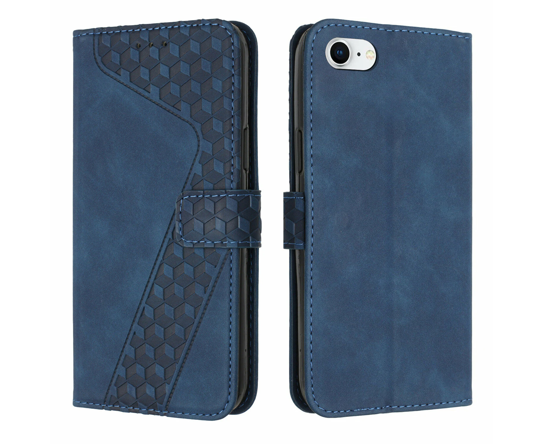 For iPhone 6/ 7/ 8/ SE 2020/ SE 2022 Flip Case, Slim Wallet Design - Dark Blue