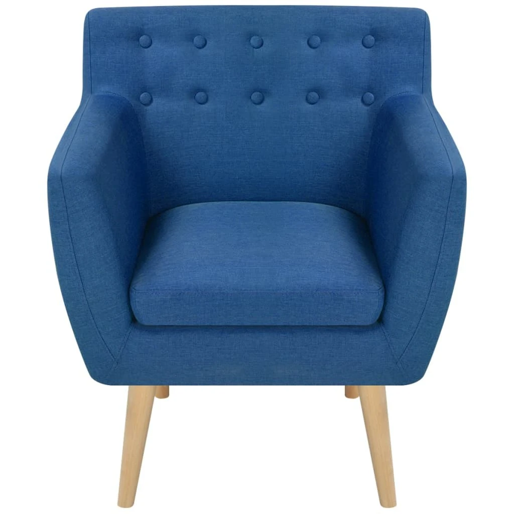 Lounge Fabric Chair Thick Padded Tub Seat Modern Blue Armchair Couch Single Sofa