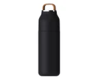 Stainless steel vacuum flask, 1 Pack, 350ml flask, portable handle water bottle - Black