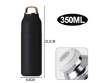 Stainless steel vacuum flask, 1 Pack, 350ml flask, portable handle water bottle - Black