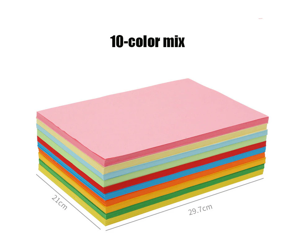 Children's double-sided origami paper - pack of 100 sheets - a pack of 10 brightly coloured sheets for arts and crafts origami.