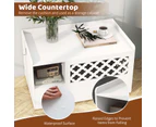 Costway 4in1 Cat Litter Box Enclosure Kitty House Pet Furniture Side Table Bench w/Removable Cushion&Hook Indoor White