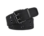 Double-breasted Belt For Men And Women Canvas Double-hole Needle Belt-Black