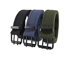 Double-breasted Belt For Men And Women Canvas Double-hole Needle Belt-Black