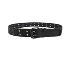 Double-breasted Belt For Men And Women Canvas Double-hole Needle Belt-Black