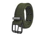 Double-breasted Belt For Men And Women Canvas Double-hole Needle Belt-Black