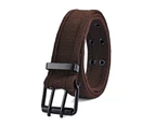 Double-breasted Belt For Men And Women Canvas Double-hole Needle Belt-Black