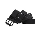 Double-breasted Belt For Men And Women Canvas Double-hole Needle Belt-Black