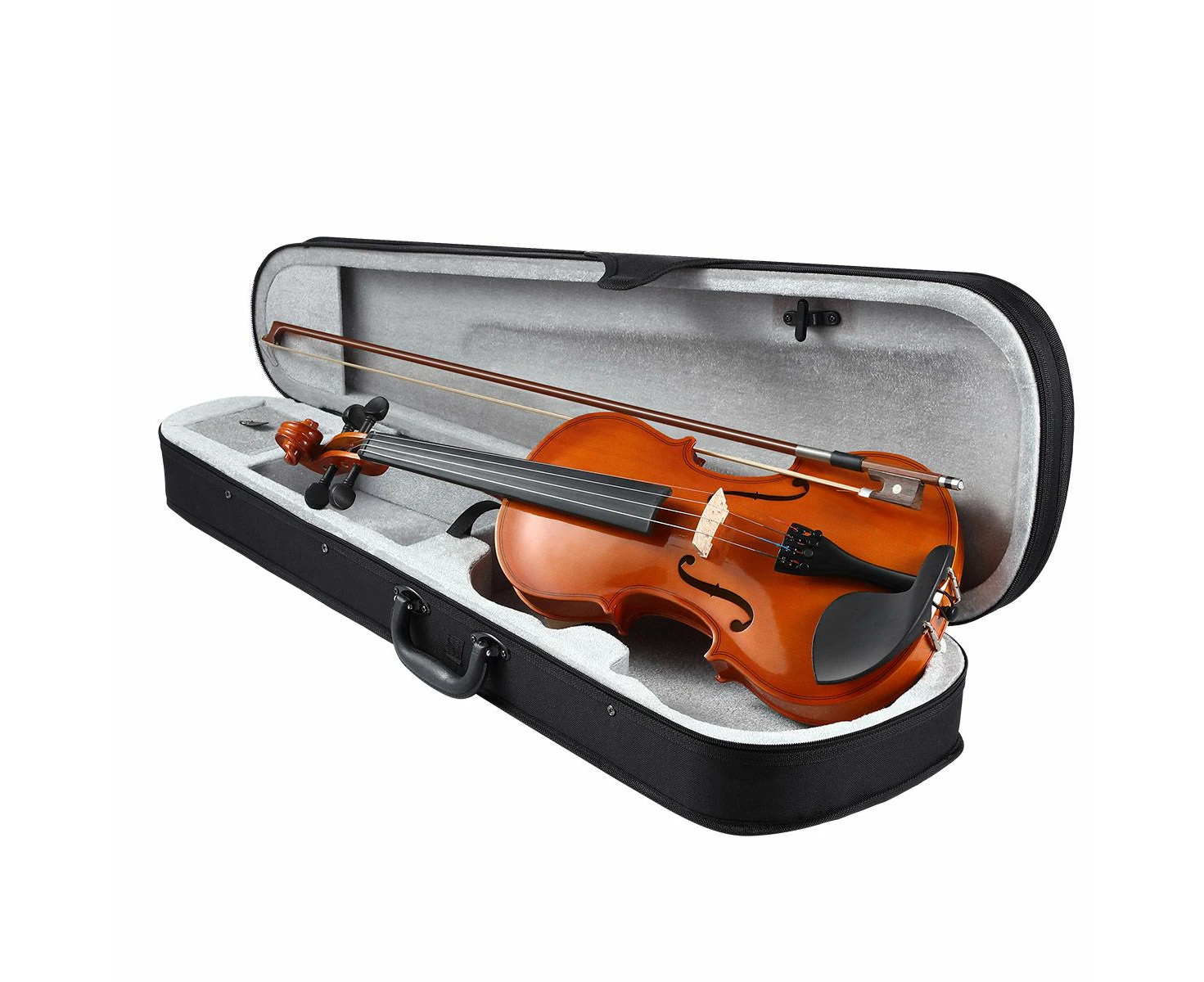 1/4 Acoustic Violin Kit 4 Strings Natural Varnish Finish w Case Bow Melodic