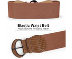 Women Stretchy Wide Waist Belt for Dress Ladies Elastic Belt Hook Buckle