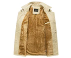 Men's Cotton Jackets Winter Fleece Lined Casual Warm Cargo Coat Jacket with Pocket-Deep khaki