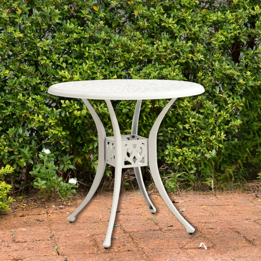 Outdoor Bistro Table Garden Patio Furniture Aluminium Dining Coffee White 78x78x72cm